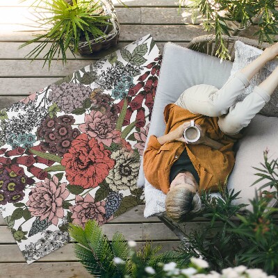 Tapis vinyle d’extérieur Fleurs pastel dans une prairie vintage