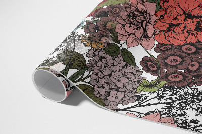 Tapis vinyle d’extérieur Fleurs pastel dans une prairie vintage