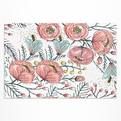 Tapis vinyle d’extérieur Fleurs pastel, belle illustration subtile