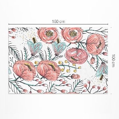 Tapis vinyle d’extérieur Fleurs pastel, belle illustration subtile