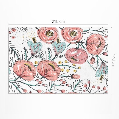 Tapis vinyle d’extérieur Fleurs pastel, belle illustration subtile