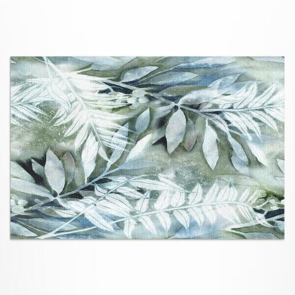Tapis vinyle d’extérieur Aquarelle feuilles brindilles délicates