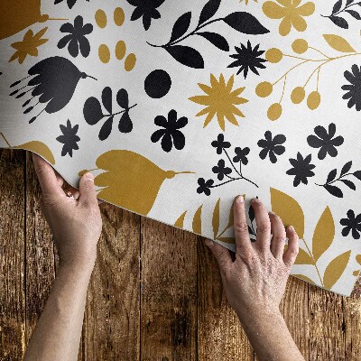 Tapis vinyle d’extérieur Illustration de fleurs et de feuilles dans une prairie