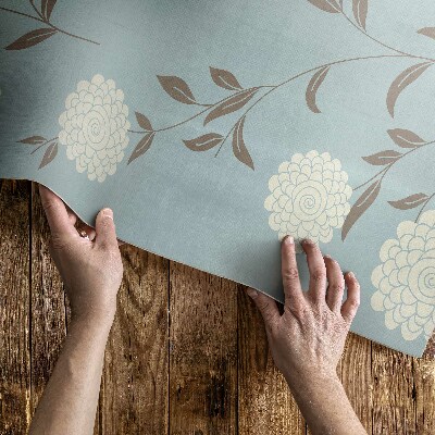 Tapis vinyle d’extérieur Grands chrysanthèmes blancs sur fond pastel