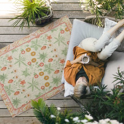 Tapis vinyle d’extérieur Motif floral dans un cadre
