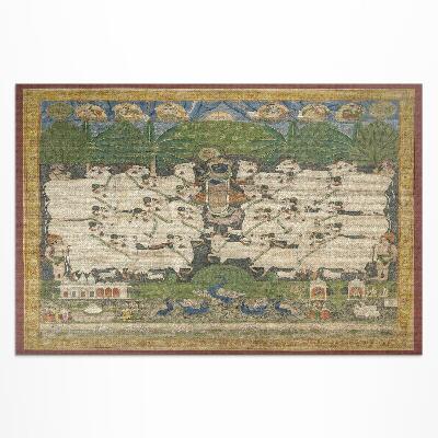 Tapis vinyle d’extérieur Tapisserie Krishna avec des vaches