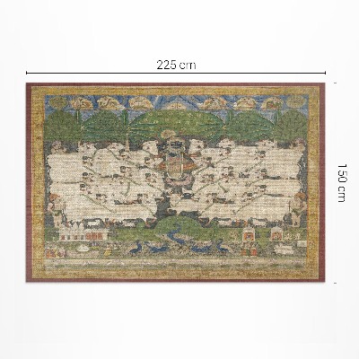 Tapis vinyle d’extérieur Tapisserie Krishna avec des vaches