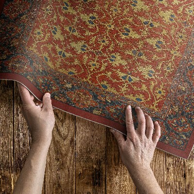 Tapis vinyle d’extérieur Motif rétro rouge bleu et jaune