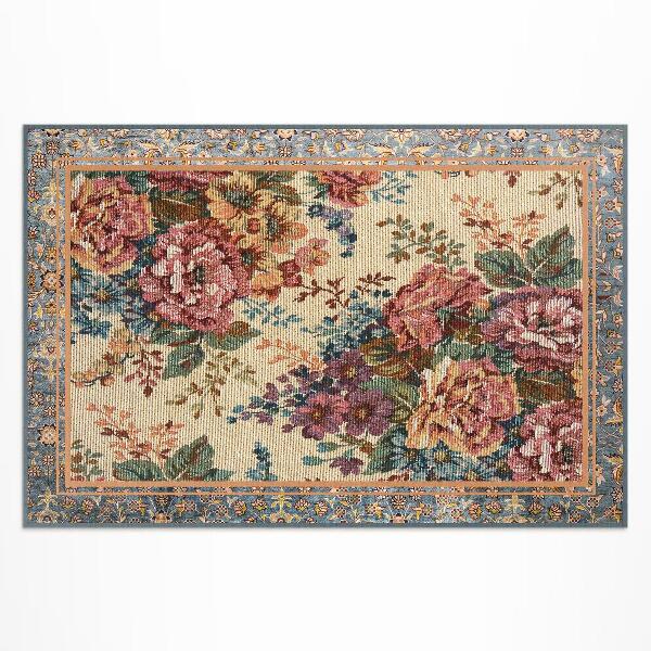 Tapis vinyle d’extérieur Motif floral décoratif de style rétro