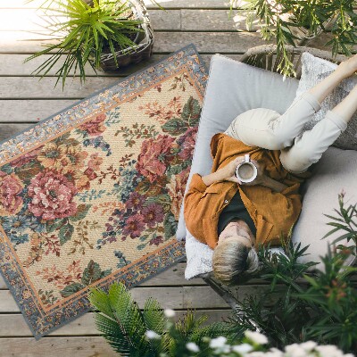 Tapis vinyle d’extérieur Motif floral décoratif de style rétro