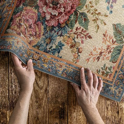 Tapis vinyle d’extérieur Motif floral décoratif de style rétro