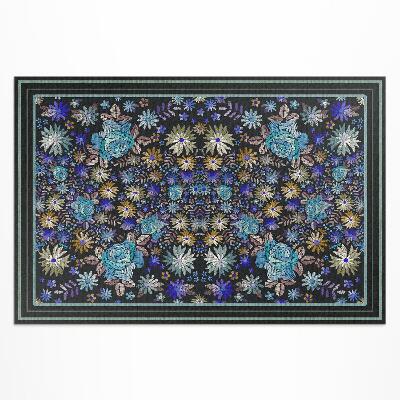 Tapis vinyle d’extérieur Fleurs bleues et jaunes