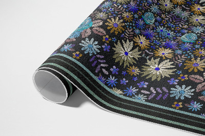 Tapis vinyle d’extérieur Fleurs bleues et jaunes