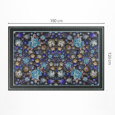 Tapis vinyle d’extérieur Fleurs bleues et jaunes