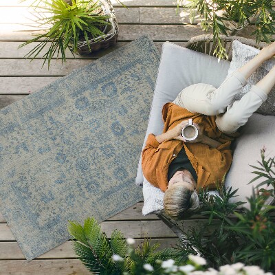 Tapis vinyle d’extérieur Motif floral bleu délavé