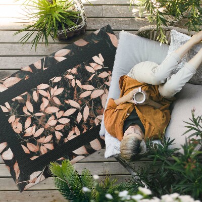 Tapis vinyle d’extérieur Motif végétal rétro bohème avec feuilles d'automne