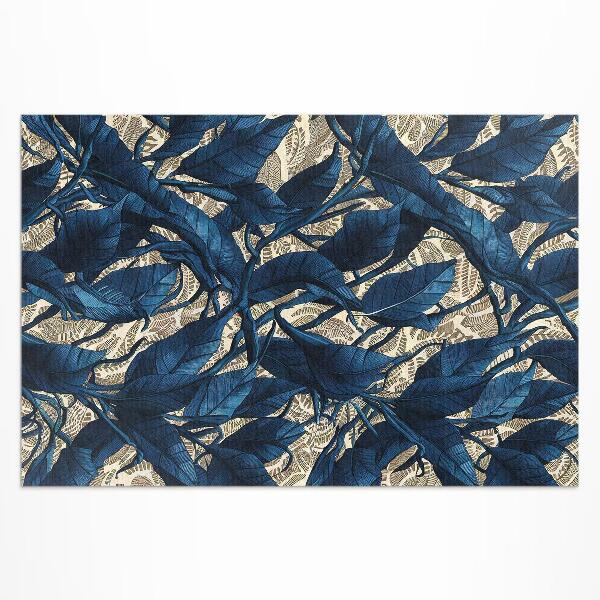 Tapis vinyle d’extérieur Motif de feuilles de bleuet bleu