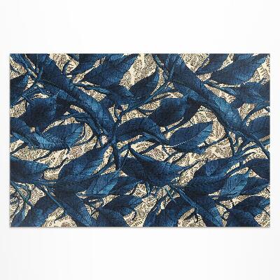 Tapis vinyle d’extérieur Motif de feuilles de bleuet bleu