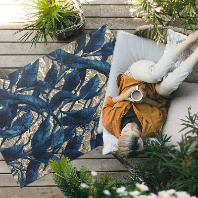 Tapis vinyle d’extérieur Motif de feuilles de bleuet bleu
