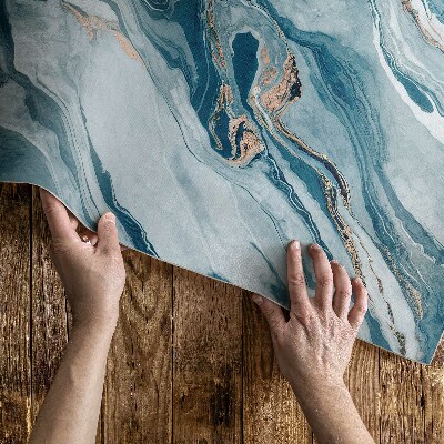 Tapis vinyle d’extérieur Pierre bleue abstraite et glamour en marbre