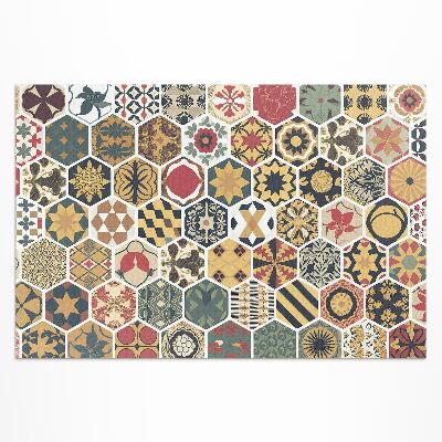 Tapis vinyle d’extérieur Mosaïque hexagonale vintage à motifs