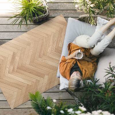 Tapis vinyle d’extérieur Parquet élégant en bois clair à chevrons