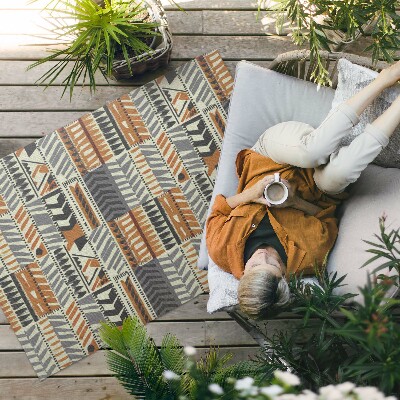 Tapis vinyle d’extérieur Abstractions linéaires bohèmes de style amérindien