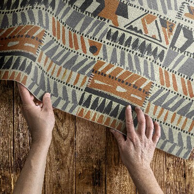 Tapis vinyle d’extérieur Abstractions linéaires bohèmes de style amérindien