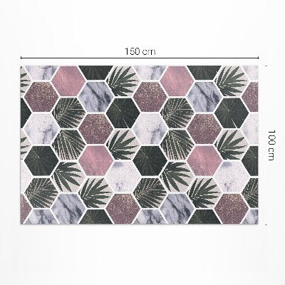 Tapis vinyle d’extérieur Feuilles de mosaïque en pierre hexagonale