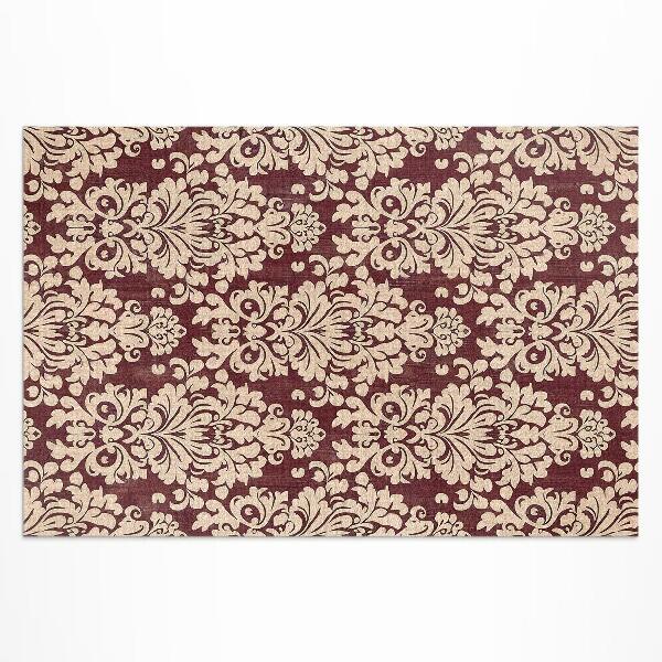 Tapis vinyle d’extérieur Ornement floral régulier de style vintage