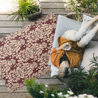 Tapis vinyle d’extérieur Ornement floral régulier de style vintage