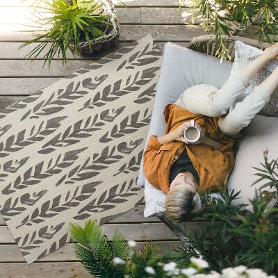 Tapis vinyle d’extérieur Feuilles peintes bohèmes dans un style vintage