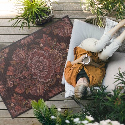 Tapis vinyle d’extérieur Composition florale ornementale vintage