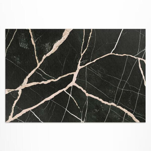 Tapis vinyle d’extérieur Contraste glamour du marbre craquelé foncé