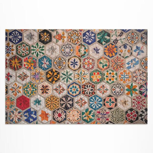 Tapis vinyle d’extérieur Mosaïque rétro abstraite colorée