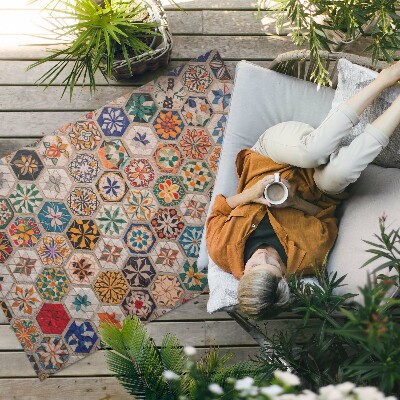 Tapis vinyle d’extérieur Mosaïque rétro abstraite colorée