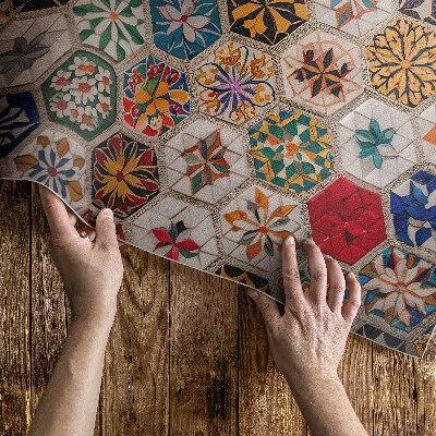 Tapis vinyle d’extérieur Mosaïque rétro abstraite colorée