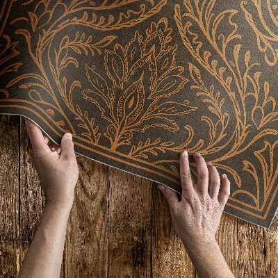 Tapis vinyle d’extérieur Ornement linéaire végétal art nouveau vintage