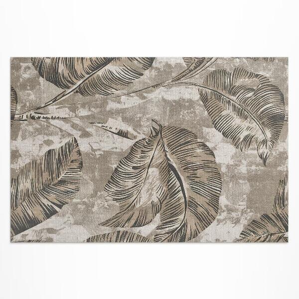 Tapis vinyle d’extérieur Feuilles de plantes et texture de béton brut