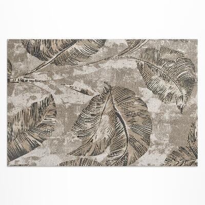 Tapis vinyle d’extérieur Feuilles de plantes et texture de béton brut