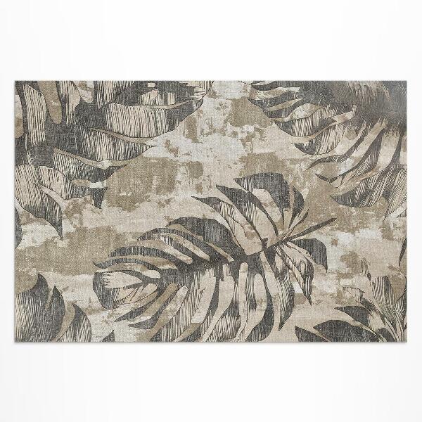 Tapis vinyle d’extérieur Plante à feuilles bohème avec texture style brut