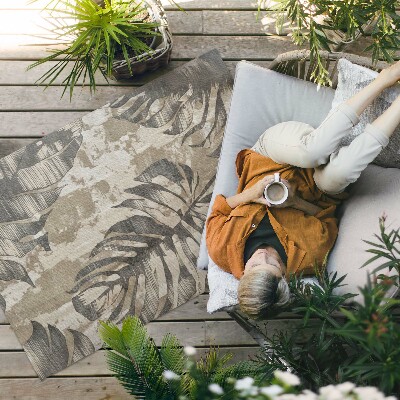 Tapis vinyle d’extérieur Plante à feuilles bohème avec texture style brut