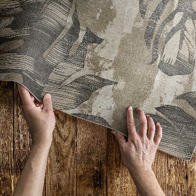 Tapis vinyle d’extérieur Plante à feuilles bohème avec texture style brut