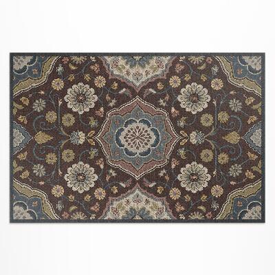 Tapis vinyle d’extérieur Motif ornemental vintage de fleurs et de plantes