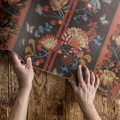 Tapis vinyle d’extérieur Ornement floral vintage