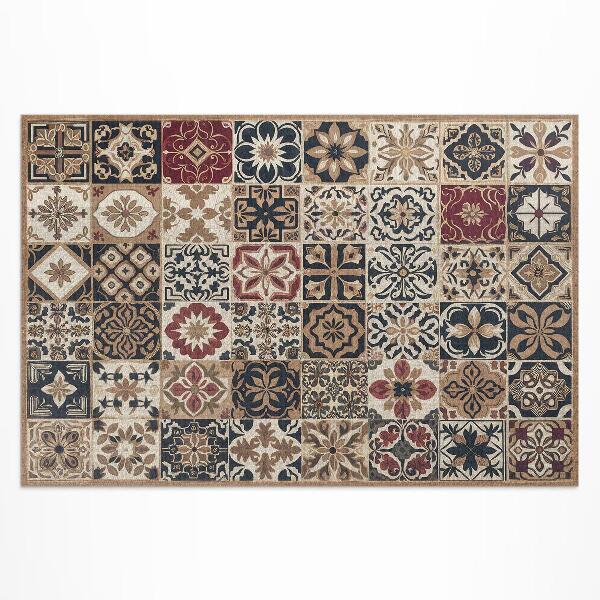 Tapis vinyle d’extérieur Carreaux vintage à motifs de mosaïque ancienne