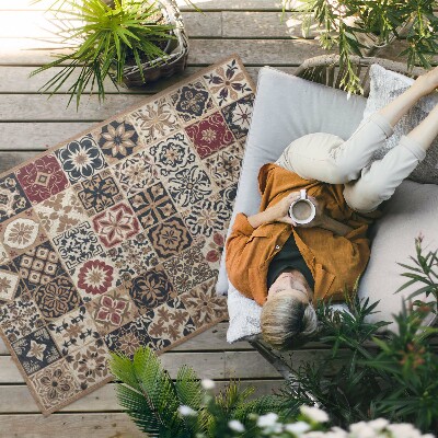 Tapis vinyle d’extérieur Carreaux vintage à motifs de mosaïque ancienne
