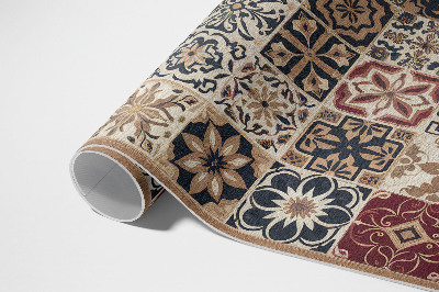 Tapis vinyle d’extérieur Carreaux vintage à motifs de mosaïque ancienne