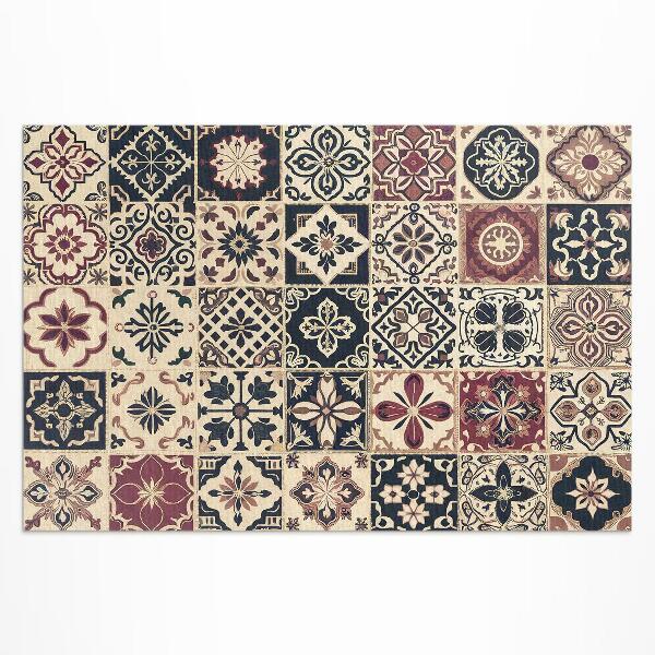 Tapis vinyle d’extérieur Carreaux de mosaïque à motifs anciens de style vintage