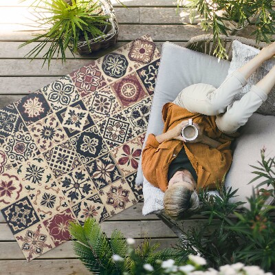 Tapis vinyle d’extérieur Carreaux de mosaïque à motifs anciens de style vintage